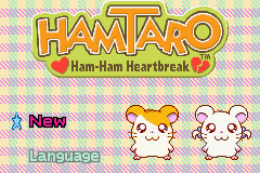 Hamtaro: Ham-Ham Heartbreak title screen for GameBoy Advance